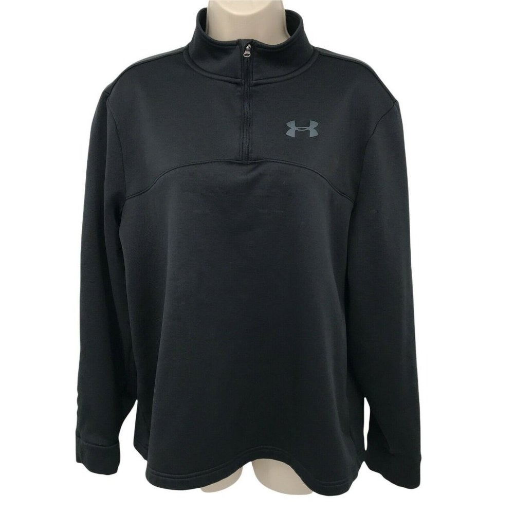 Under Armour Womens Long Sleeves 1/4 Zip Pullover Black Activewear Top Size M - Picture 1 of 10
